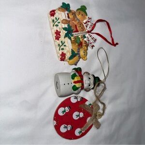 Charming Holiday Ornament Trio with Snowman and bears